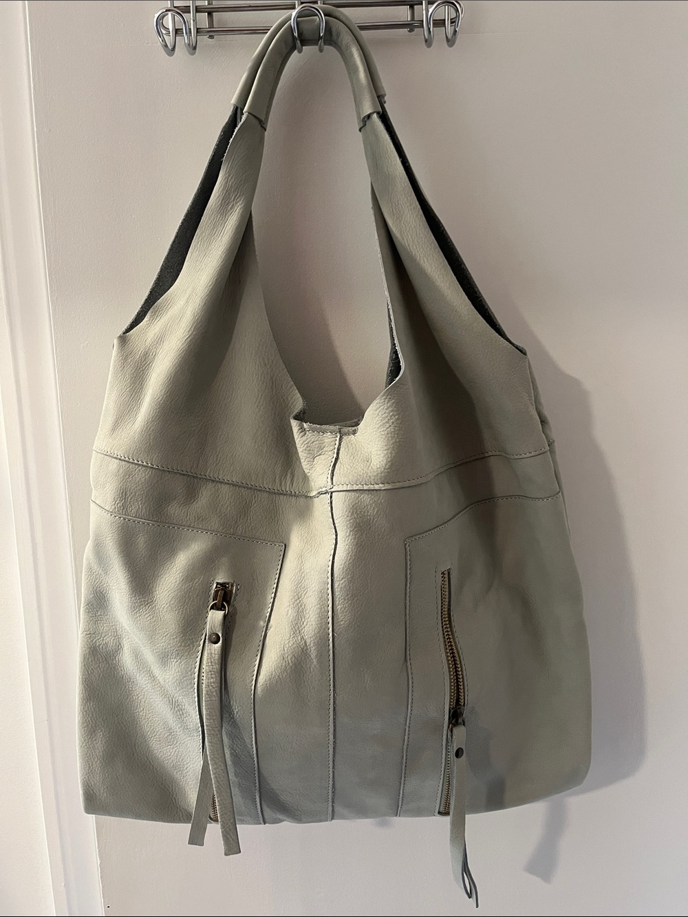 Soft Leather Hobo Tote in Light Sage - Sundance catalog